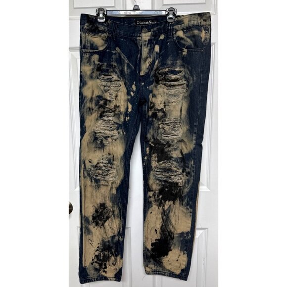 Diamond Stash Destroyed Acid Wash Distressed Jeans Size 38 Men"s Biker - Picture 1 of 7